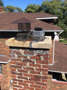 Very bad chimney someone tried to caulk